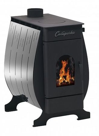 Печь отопления Воздухогрейная печь Сибирячка-9 с кожухом из нержавеющей стали