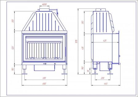 Каминная топка Альфа 700 с теплообменником