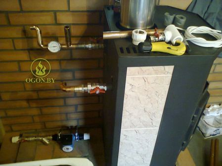 Печь-камин Ангара-Аква 9 кВт с водяным контуром АОТВ-9,0-02 (Мета-Бел)